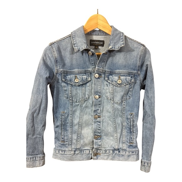 Lucky Brand ‘Tomboy Denim Trucker’ Distressed Denim Jacket in ‘Cumberland River’ - Picture 7 of 13